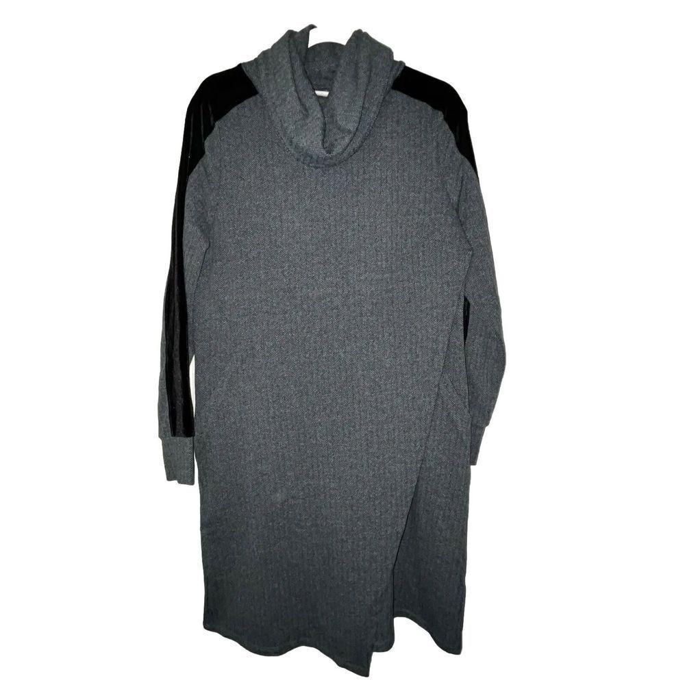 Soft Surroundings Cowl Sweater Dress Wmn’s Sz Med Velvet Herringbone Asymmetric
